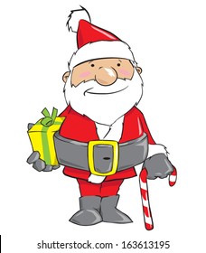 Santa with gift and cane