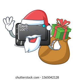 Santa with gift capslock button isolated with the cartoon