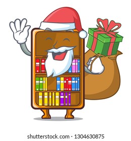 Santa with gift cartoon bookcase in the study room