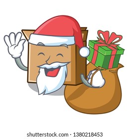 Santa with gift cartoon cardboard placed next to chair