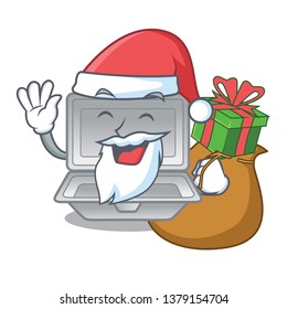 Santa with gift cartoon open styrofoam above the table