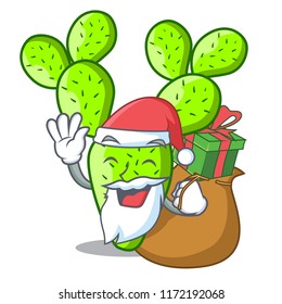 Santa with gift cartoon the prickly pear opuntia cactus