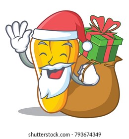 Santa with gift cashew mascot cartoon style