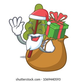 Santa with gift chard mascot cartoon style