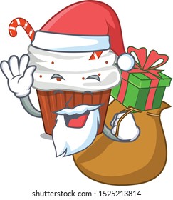 Santa with gift christmas cupcake with in cartoon shape