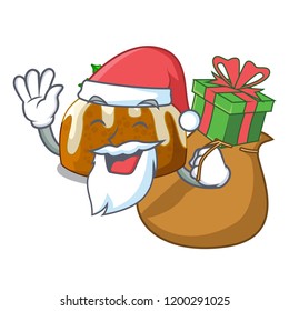 Santa with gift christmas pudding isolated on the mascot