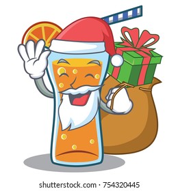 Santa with gift cocktail character cartoon style vector illustration