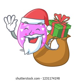 Santa with gift color the easter eggs isolated mascot