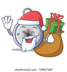 Santa with gift compass character cartoon style Santa with gift compass character cartoon style