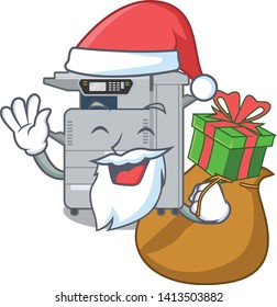 Santa with gift copier machine next to character chair