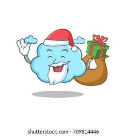 Santa with gift cute cloud character cartoon