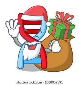 Santa with gift dna molecule mascot cartoon