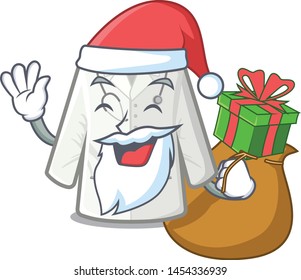 Santa with gift doctor coat hanging on cartoon wall