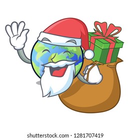 Santa with gift earth isolated with in the cartoons