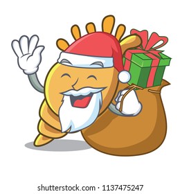 Santa with gift exotic shell mascot cartoon
