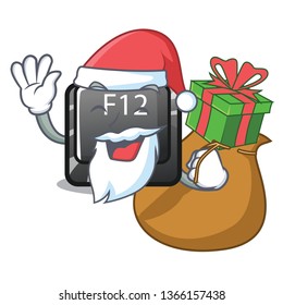 Santa with gift f12 button installed on cartoon computer