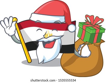 Santa with gift flag egypt character isolated with cartoon