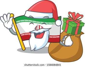 Santa with gift flag iran Cartoon character design