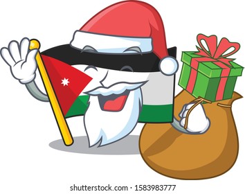 Santa with gift flag jordan Cartoon character design