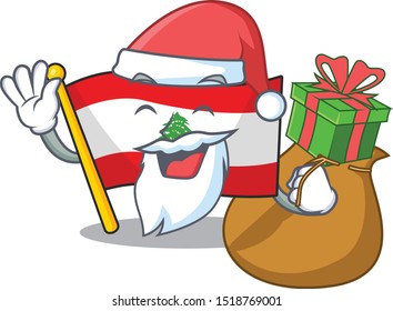 Santa with gift flag lebanon with the character shape