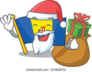 Santa with gift flag madeira Cartoon character design