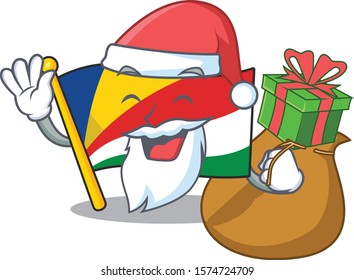 Santa with gift flag seychelles Cartoon character design