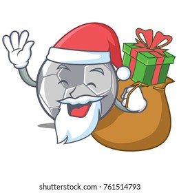 Santa with gift football character cartoon style