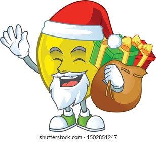 Santa with gift fresh olive oil in mascot cartoon