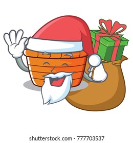 Santa with gift fruit basket character cartoon