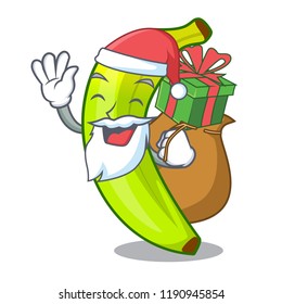 Santa with gift fruit green bananas isolated on mascot