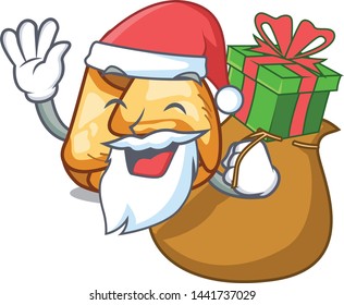 Santa with gift fusi istriani in the cartoon shape