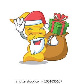 Santa with gift fusilli pasta mascot cartoon
