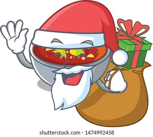 Santa with gift gazpacho isolated with in the mascot