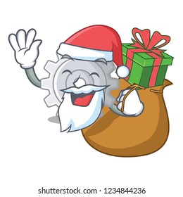 Santa with gift gear icon cartoon the design best