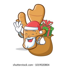 Santa with gift ginger mascot cartoon style