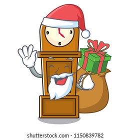 Santa with gift grandfather clock mascot cartoon