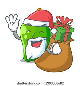 Santa with gift green mango isolated with the mascot