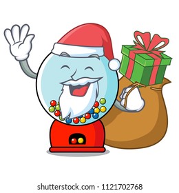 Santa with gift gumball machine mascot cartoon