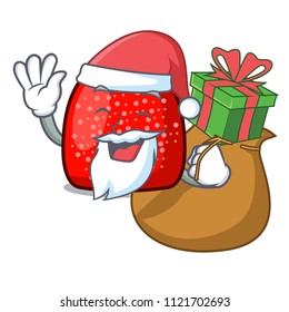 Santa with gift gumdrop mascot cartoon style