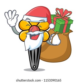 Santa with gift hair clip mascot cartoon