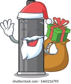 Santa with gift hair spray in a cartoon bag