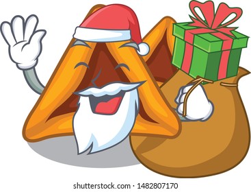 Santa with gift hamantaschen cakes served in character plates