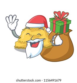 Santa with gift hay bale mascot cartoon