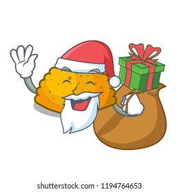 Santa with gift homemade patties on the table cartoon