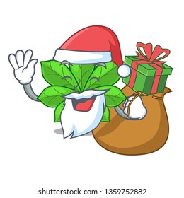 Santa with gift horse chestnuts in the cartoon pots