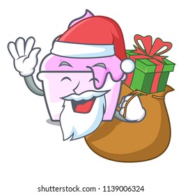 Santa with gift ice cream paper cup mascot cartoon