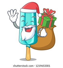 Santa with gift ice cream shaped stick on mascot