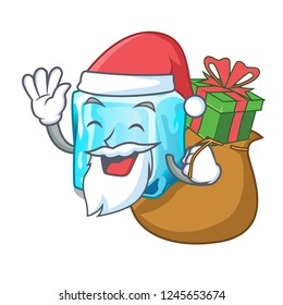 Santa with gift ice cubes on the cartoon funny