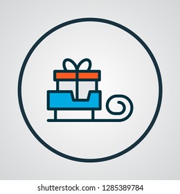 Santa gift icon colored line symbol. Premium quality isolated sledge element in trendy style.