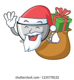 Santa with gift juicer mascot cartoon style